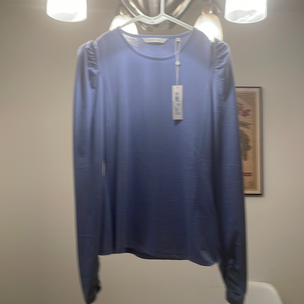 Rebecca Taylor long sleeve cotton stretch tee in beautiful blue